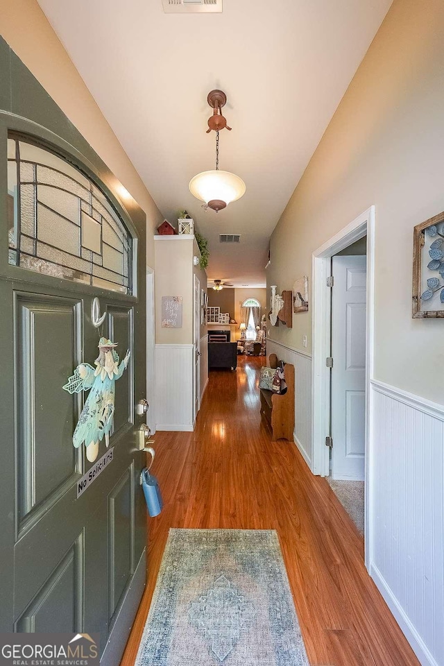 4872 Nature Trl, Austell, GA 30106 - hallway with wainscoting and wood finished floors