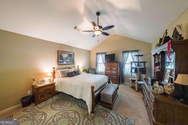 4872 Nature Trl, Austell, GA 30106 - bedroom featuring lofted ceiling, baseboards, carpet floors, and ceiling fan
