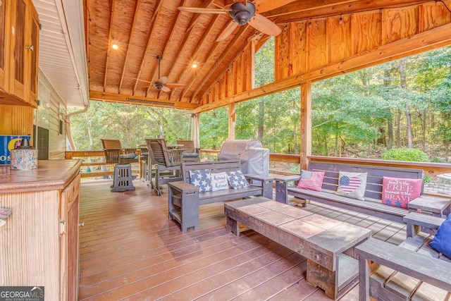 46 SW Colleen Karen Rd SW, Euharlee, GA 30120 - wooden deck featuring a ceiling fan and outdoor lounge area
