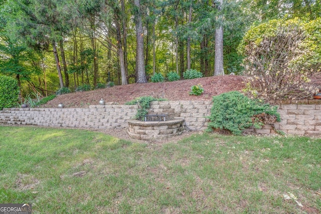 46 SW Colleen Karen Rd SW, Euharlee, GA 30120 - view of grassy yard with an outdoor fire pit