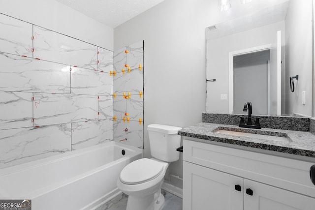 1425 Meadowind Ct SW, Conyers, GA 30094 - full bathroom featuring marble finish flooring, vanity, toilet, and shower / tub combination