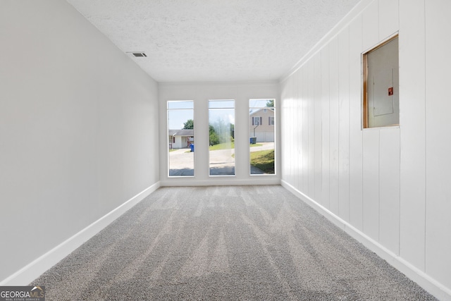 1404 Meadowind Ct SW, Conyers, GA 30094 - spare room with baseboards, a textured ceiling, carpet flooring, and electric panel
