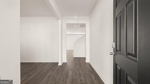75 Poplar Blvd, Newnan, GA 30265 - hall with dark wood-style flooring and baseboards