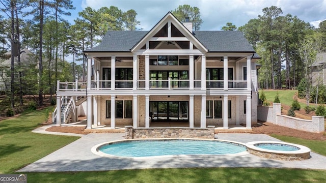 1111 Swift Crk, Greensboro, GA 30642 - back of house with a ceiling fan, a patio area, and a lawn