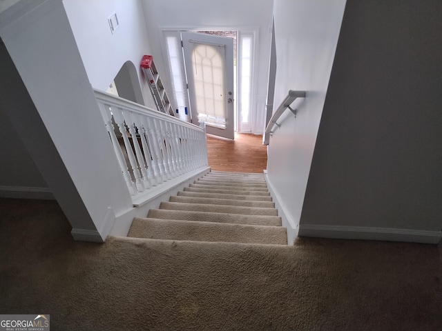 11950 Markham Way, Hampton, GA 30228 - stairs featuring carpet floors and baseboards