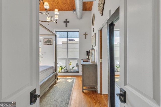 542 Ralph Mcgill Blvd Unit 7, Atlanta, GA 30312 - entryway with wood finished floors, a chandelier, and wood ceiling