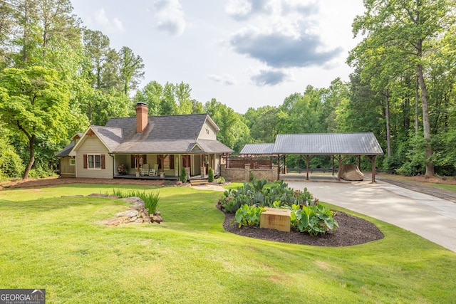 surrounding community with a yard, driveway, and a carport