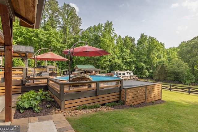 swimming pool with a deck
