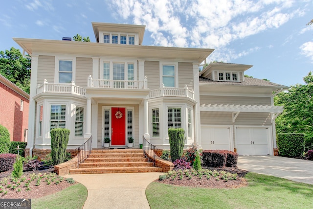 7520 Ledgewood Way, Suwanee, GA 30024 - view of front of property with concrete driveway and a balcony