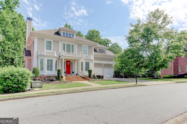 7520 Ledgewood Way, Suwanee, GA 30024 - view of front of property featuring asphalt driveway and a chimney