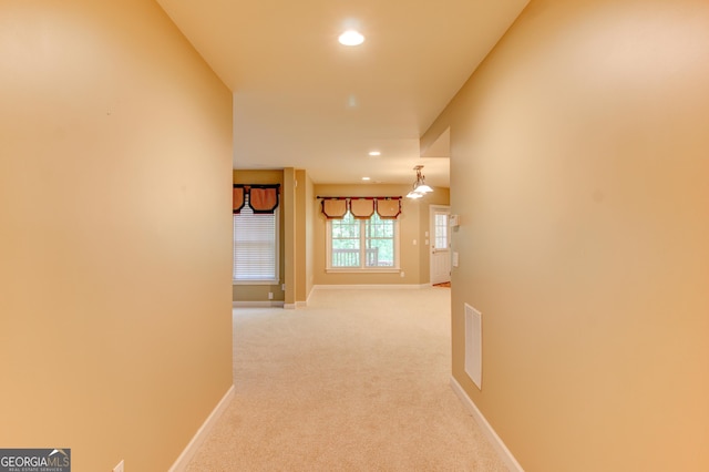 7520 Ledgewood Way, Suwanee, GA 30024 - hallway with baseboards, recessed lighting, and light colored carpet