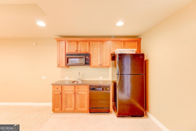 7520 Ledgewood Way, Suwanee, GA 30024 - kitchen featuring freestanding refrigerator, dishwasher, black microwave, and recessed lighting