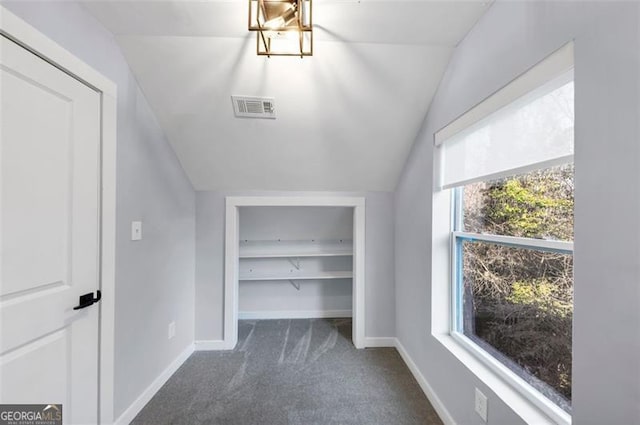 1571 Blvd Lorraine, Atlanta, GA 30311 - walk in closet featuring vaulted ceiling and dark colored carpet