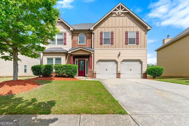 1892 Ivy View Walk, Loganville, GA 30052 - view of front facade with brick siding, board and batten siding, concrete driveway, and a garage