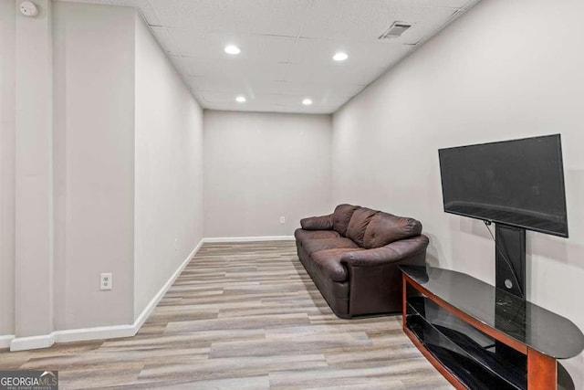 2025 Venetian Dr SW, Atlanta, GA 30311 - living area featuring light wood finished floors, recessed lighting, and a drop ceiling