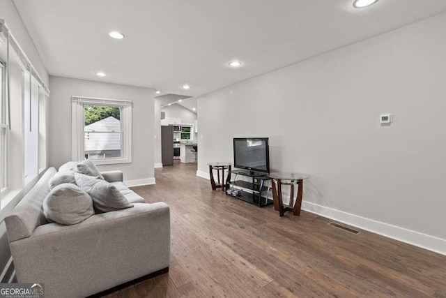 2025 Venetian Dr SW, Atlanta, GA 30311 - living room featuring baseboards, wood finished floors, and recessed lighting