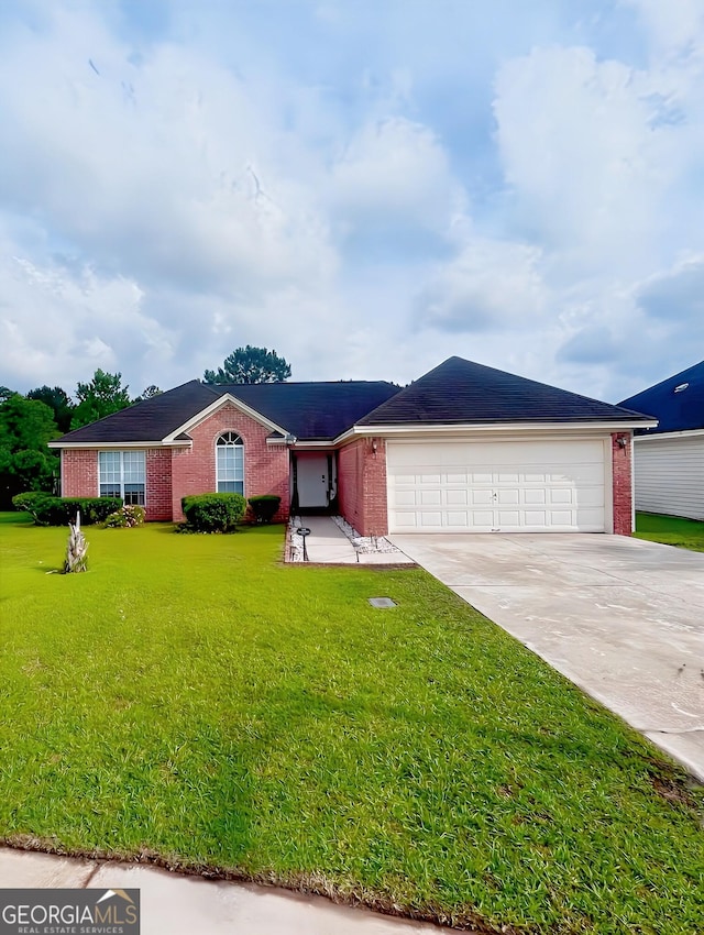 110 Katama Way, Pooler, GA 31322 - single story home featuring brick siding, driveway, a garage, and a front yard