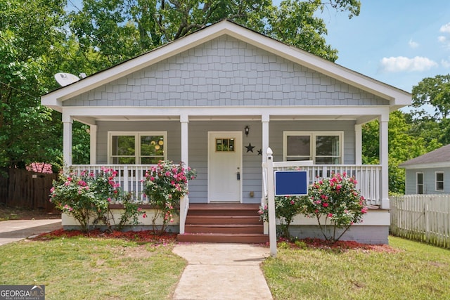 bungalow featuring covered porch