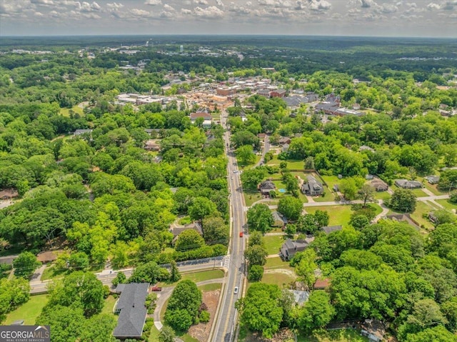 aerial view of a heavily wooded area