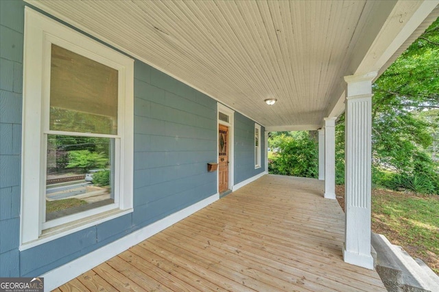 wooden deck with covered porch