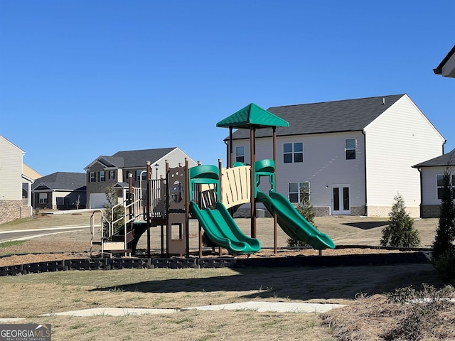 communal playground with french doors