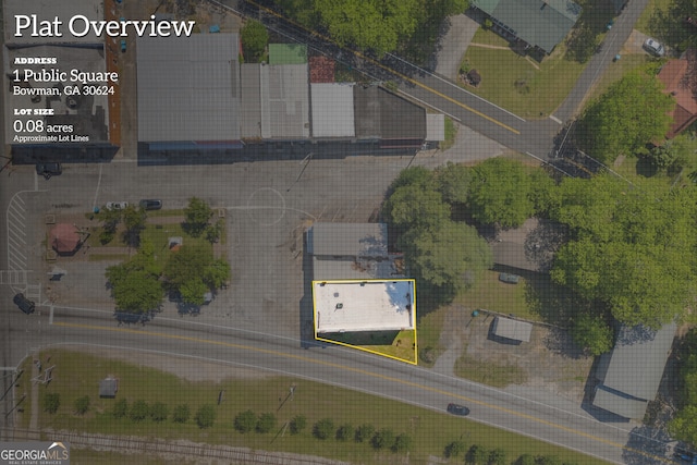 1 Public Sq, Bowman, GA 30624 - view of property location with property parcel outlined