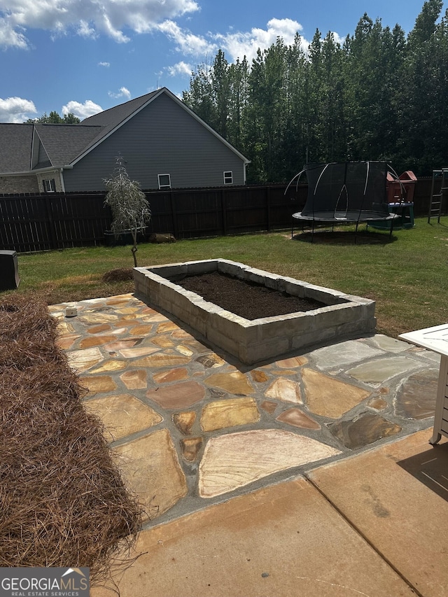 view of patio featuring a trampoline