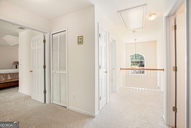 4535 Howell Farms Rd NW, Acworth, GA 30101 - hall featuring attic access, carpet, and baseboards
