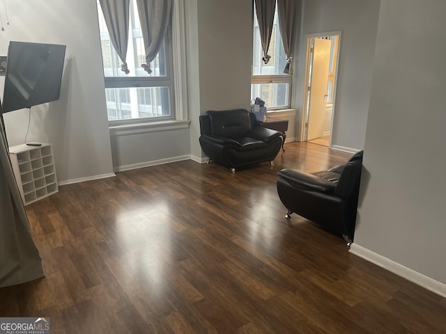 20 Marietta St NW Unit 10F, Atlanta, GA 30303 - living area featuring wood finished floors and baseboards