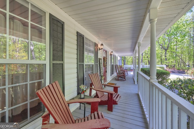 1886 Bend N Hickory Rd, Toccoa, GA 30577 - wooden terrace featuring covered porch
