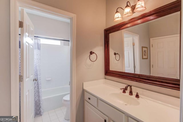1608 Mulberry Lake Dr, Dacula, GA 30019 - full bath with toilet, vanity, tile patterned floors, and shower / bathtub combination