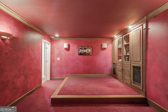 1608 Mulberry Lake Dr, Dacula, GA 30019 - hall with carpet flooring, ornamental molding, and baseboards