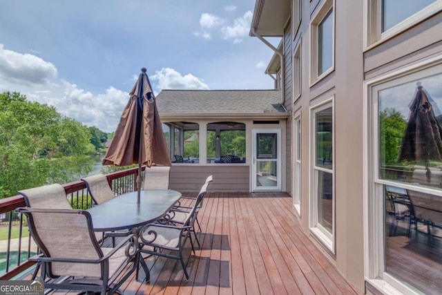 1608 Mulberry Lake Dr, Dacula, GA 30019 - wooden terrace featuring outdoor dining space