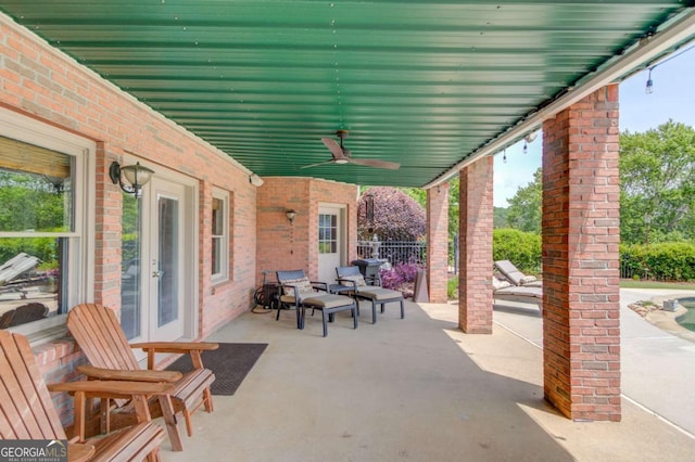 1608 Mulberry Lake Dr, Dacula, GA 30019 - view of patio featuring french doors and ceiling fan