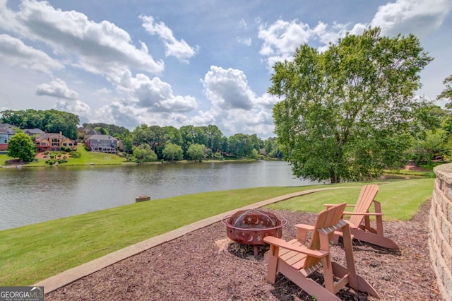 1608 Mulberry Lake Dr, Dacula, GA 30019 - water view featuring an outdoor fire pit