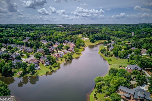 1608 Mulberry Lake Dr, Dacula, GA 30019 - aerial perspective of suburban area featuring a large body of water and a forest