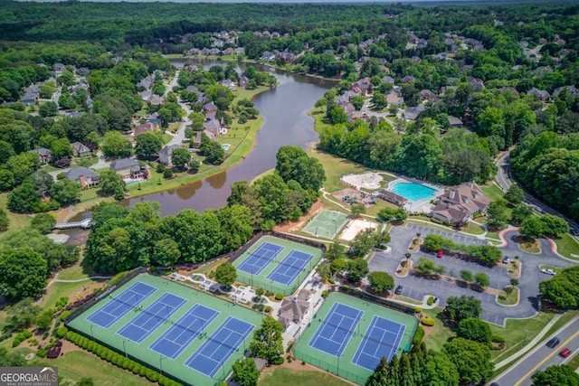1608 Mulberry Lake Dr, Dacula, GA 30019 - aerial view of property and surrounding area with a large body of water and a heavily wooded area