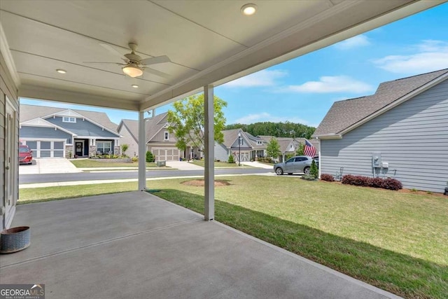 427 Bluffs View Ln, Canton, GA 30114 - view of patio with a residential view and ceiling fan
