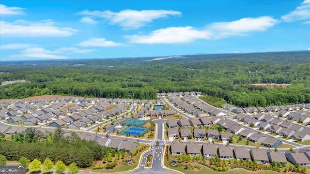 427 Bluffs View Ln, Canton, GA 30114 - aerial view of property and surrounding area with a heavily wooded area and nearby suburban area