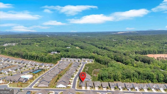 427 Bluffs View Ln, Canton, GA 30114 - aerial view of property's location featuring a heavily wooded area and nearby suburban area