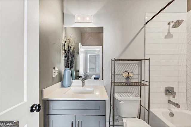 701 Pryor St SW # 5, Atlanta, GA 30315 - bathroom with toilet, vanity, and bathtub / shower combination