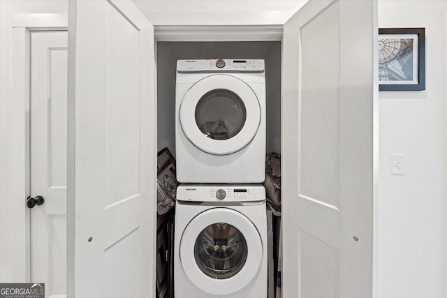 701 Pryor St SW # 5, Atlanta, GA 30315 - laundry room with stacked washing machine and dryer