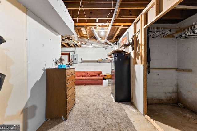 view of unfinished basement