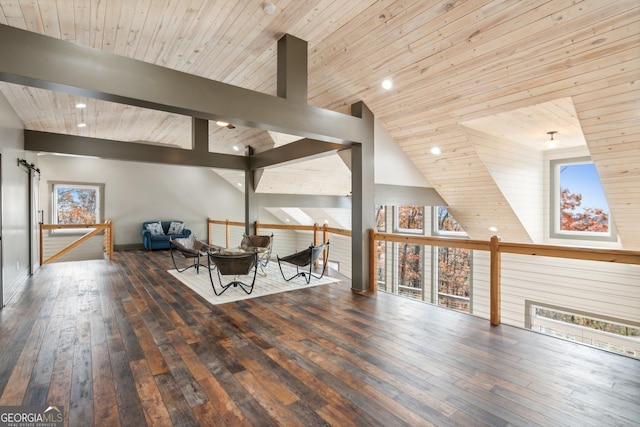 105 Yonah Vw, Dahlonega, GA 30533 - bonus room featuring wood-type flooring, wooden ceiling, baseboards, and a barn door