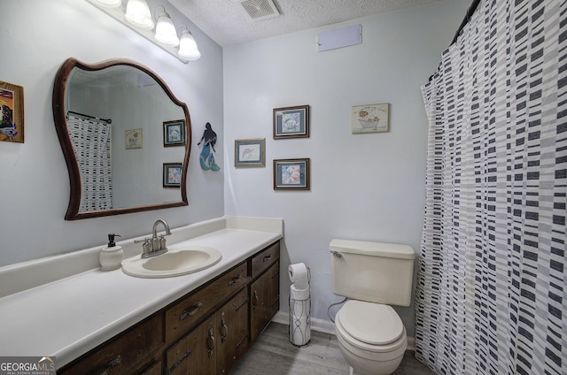 567 Fred Kelley Rd NE, Rome, GA 30161 - bathroom featuring toilet, vanity, a textured ceiling, and a shower with shower curtain
