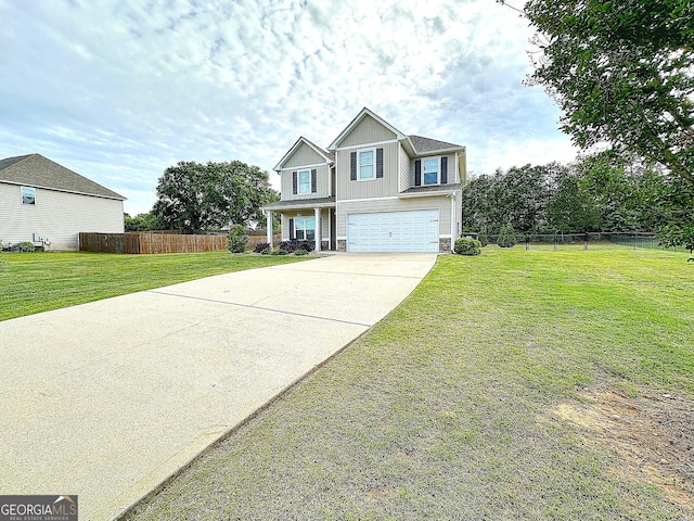 111 Waterwood Bnd, Hogansville, GA 30230 - view of front facade with board and batten siding, driveway, an attached garage, and stone siding