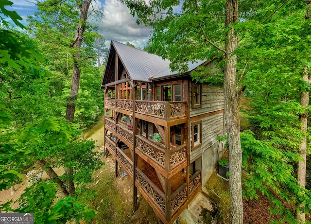 455 Misty Mountain Trl, Morganton, GA 30560 - back of house with metal roof and a wooden deck