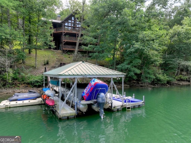 455 Misty Mountain Trl, Morganton, GA 30560 - dock featuring a water view, boat lift, and a forest view