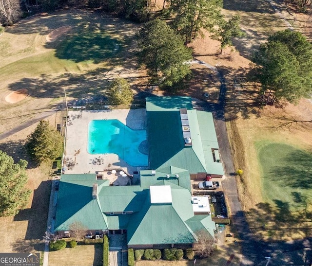 aerial view of a pool