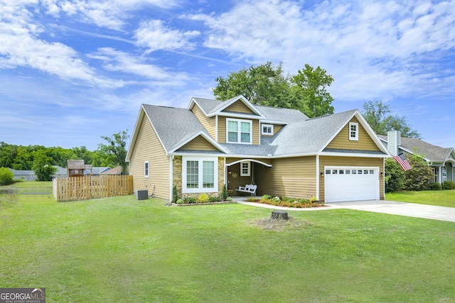 506 Hide Away Lake Loop, Kingsland, GA 31548 - craftsman inspired home with driveway, a shingled roof, stone siding, an attached garage, and cooling unit